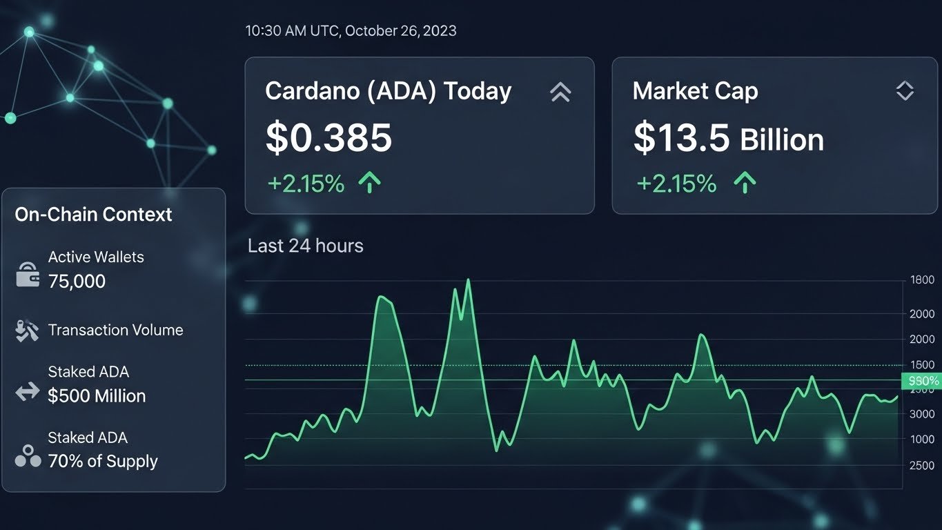 Cardano today price, market cap and on-chain context